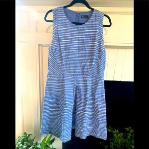 Blue and white striped work dress